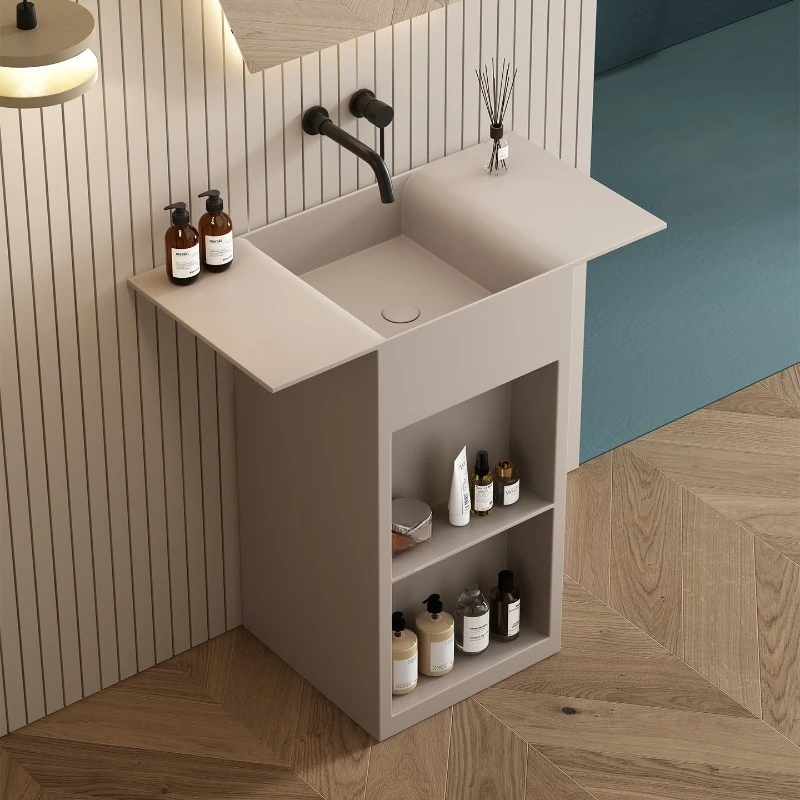 Hotel B & B Stainless Steel Column Wash Basin Household Bathroom Moisture-proof Storage Floor Integrated