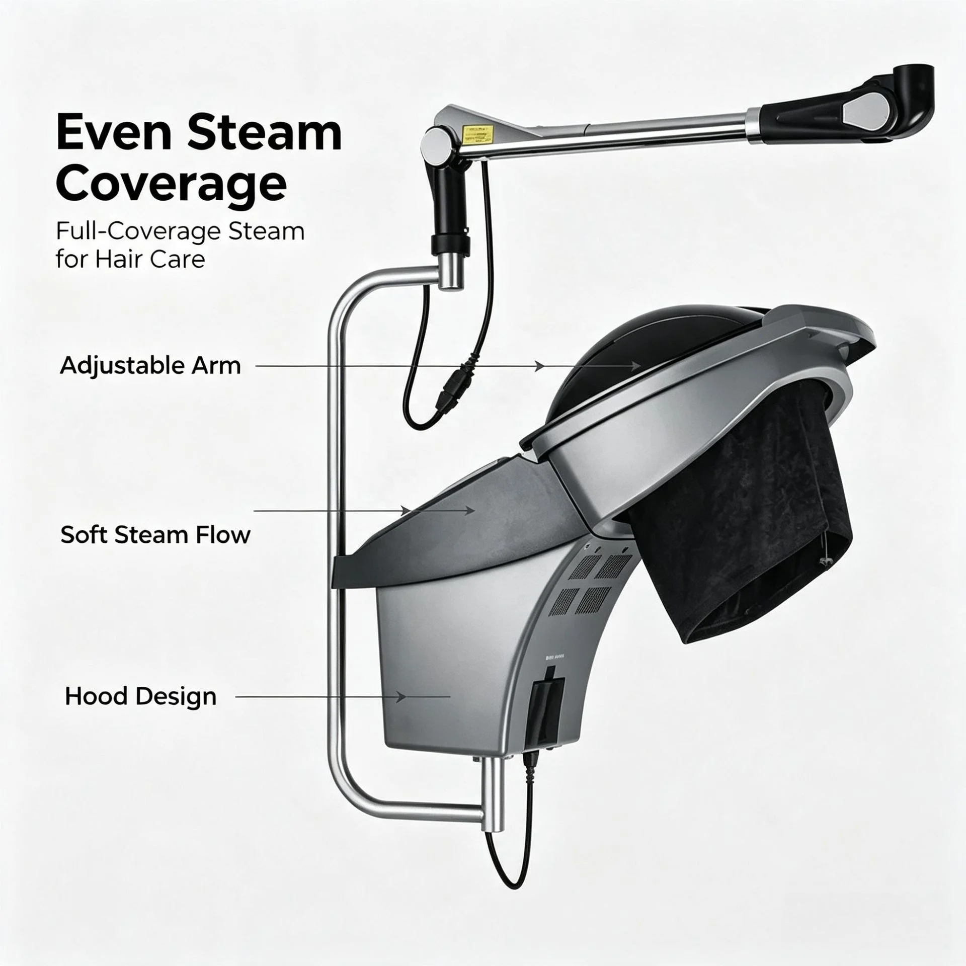 Professional Nano Mist Hair Steamer, Full-Automatic Portable Digital Beauty Salon, Barbershop Scalp Treatment, LED Light Therapy