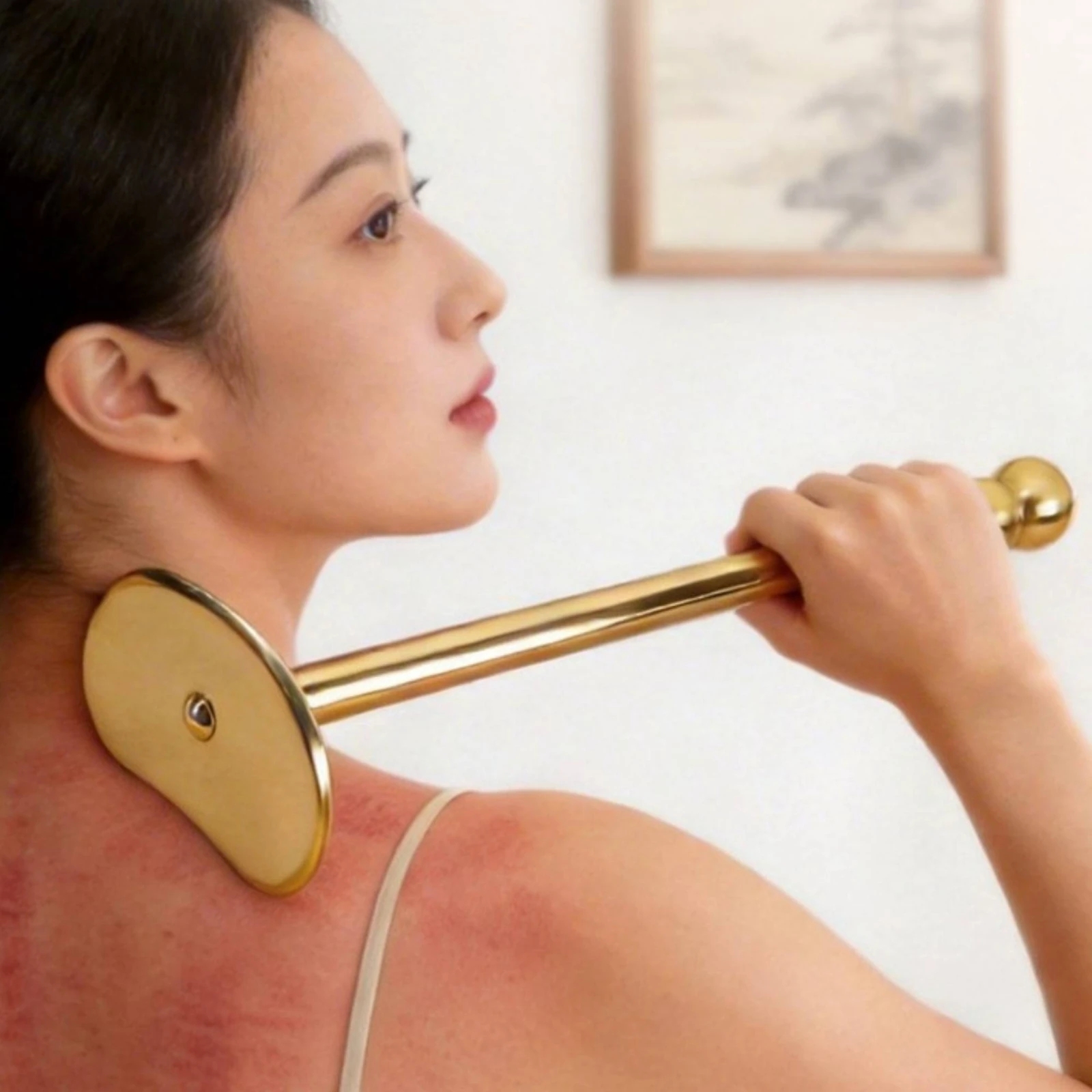 Gua Sha Tool Smooth Gua Sha Scraper Massage Scraper with Handle Portable Multi-Function for Self-Care