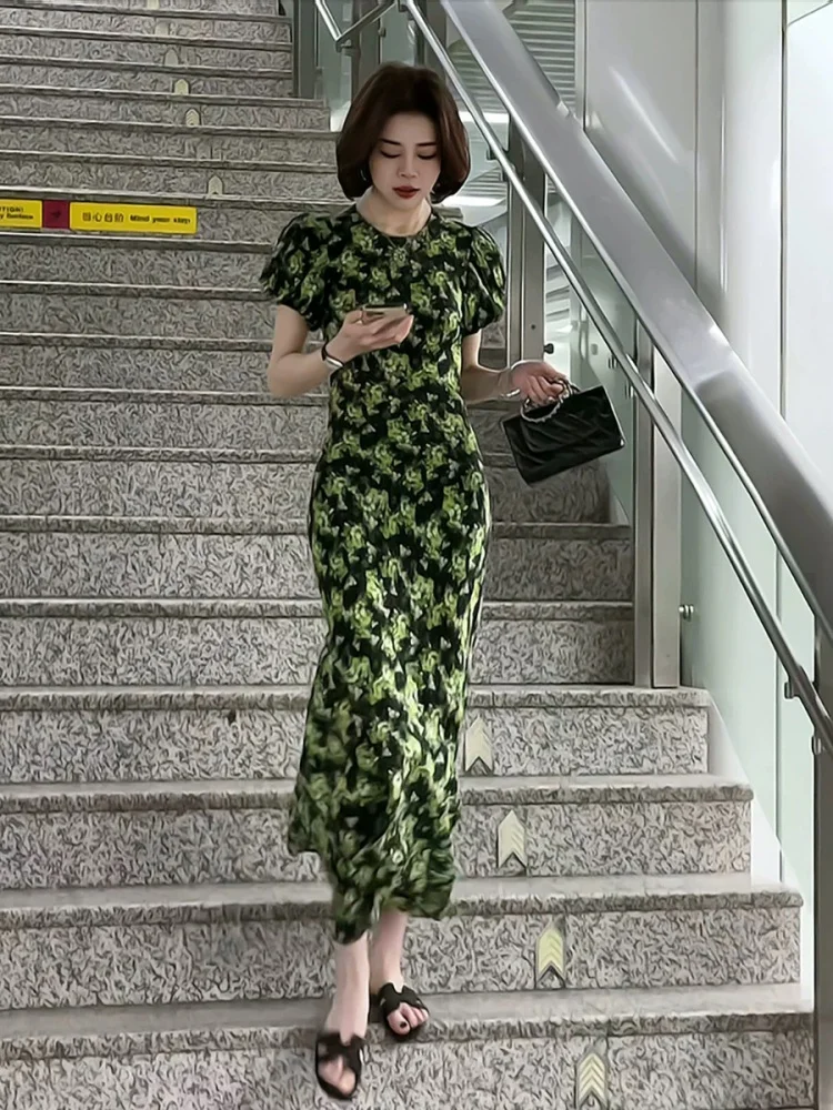 تنورة ماكسي نسائية بطبعة زهور لربيع 2026، تنورة كاجوال بخصر عالٍ وقصة A، خفيفة الوزن، أنيقة وعصرية