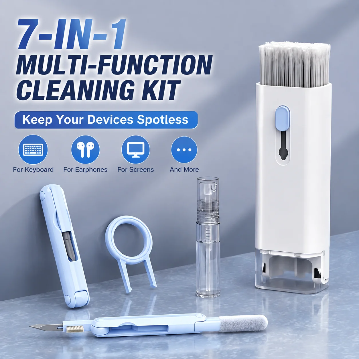 7 in 1 Computer Keyboard Cleaner Brush Kit Earphone Cleaning Pen For Headset Keyboard Cleaning Tools Cleaner Keycap Puller Kit