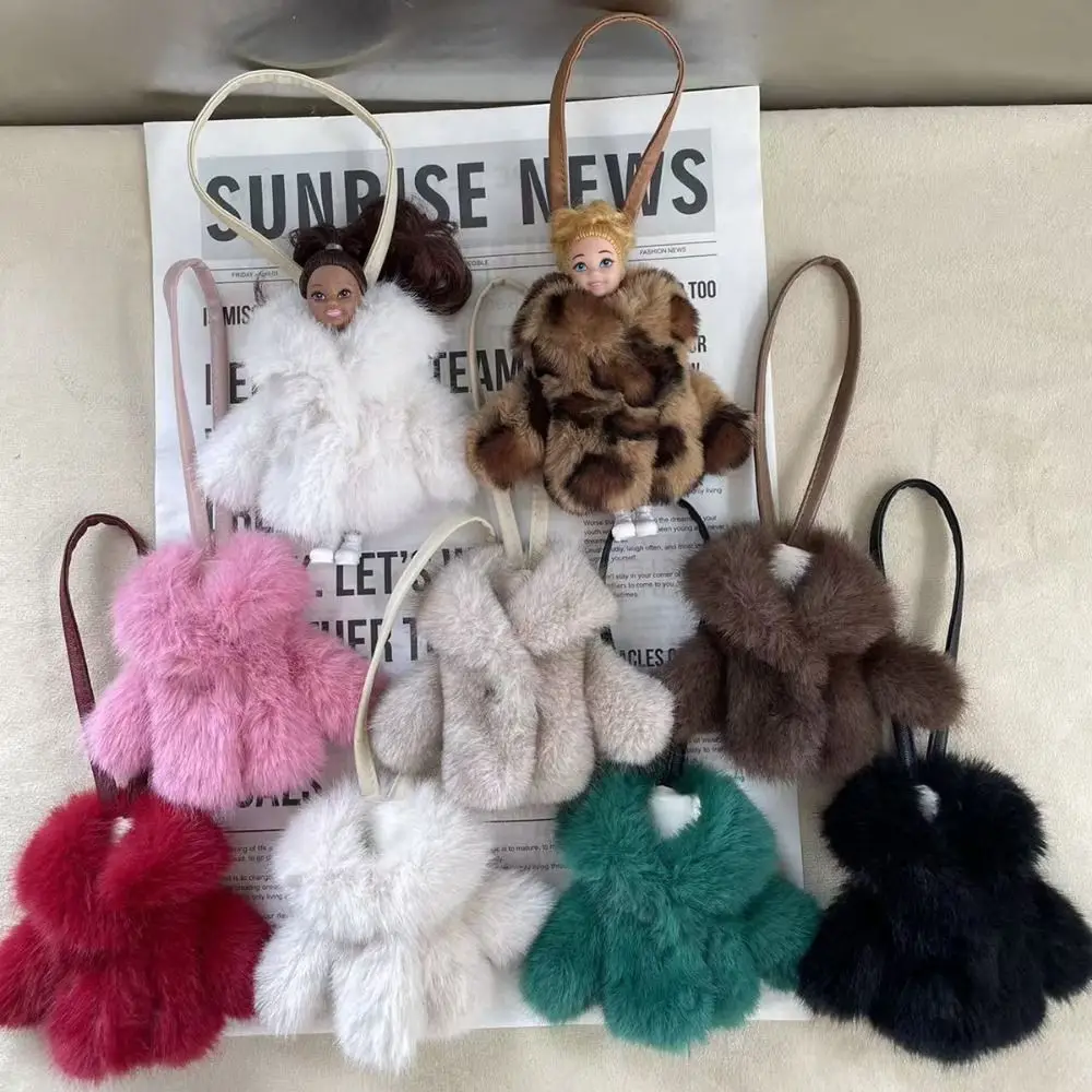 لطيف فو الأرنب الفراء حقيبة سحر الملابس شكل لينة شنقا زخرفة حقيبة الظهر الديكور على ظهره شنقا #2