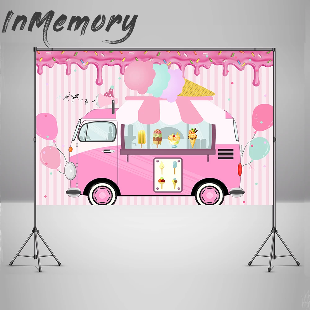 

Ice Cream Car Candy Shop Photocall Balloons Sweet Shop Newborn Baby Shower Birthday Party Backdrop Photography Background