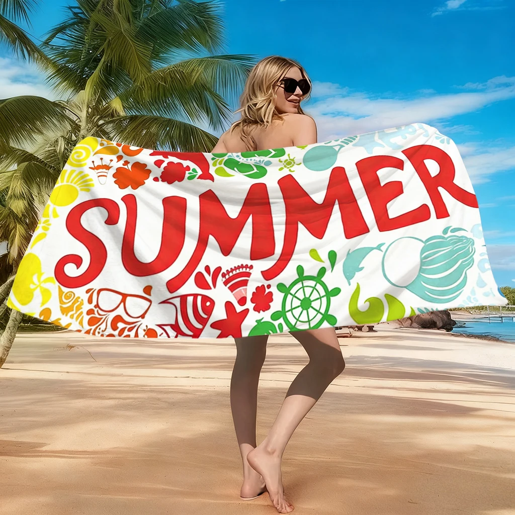 1pc SUMMER Theme Beach Towel Quick-drying Super Absorbent Suitable for Swimming Beach Vacation Pool Gym Summer Gift for Friends