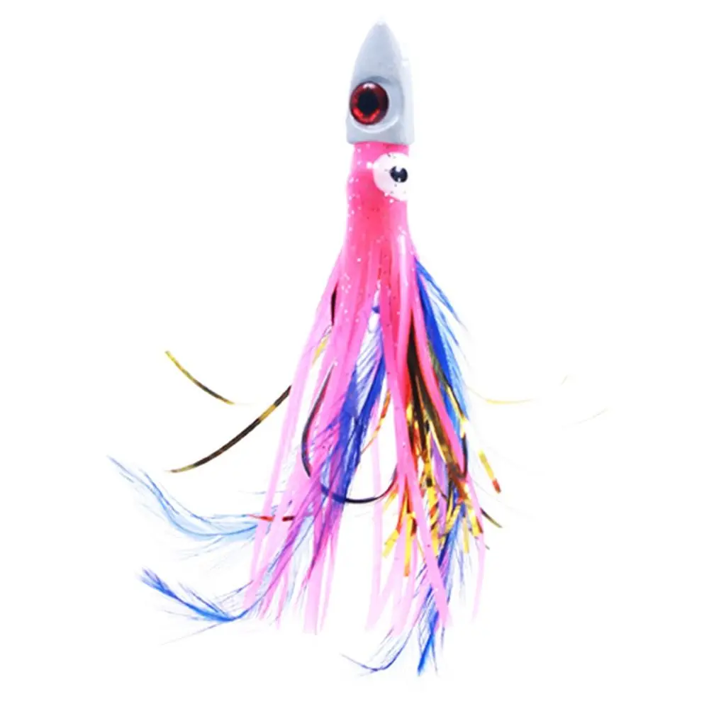 1Pcs Luminous Squid Skirt Saltwater Octopus Bait Lead Head Long Tail Soft Fishing Lures Tuna Sailfish Baits Tackle Accessory