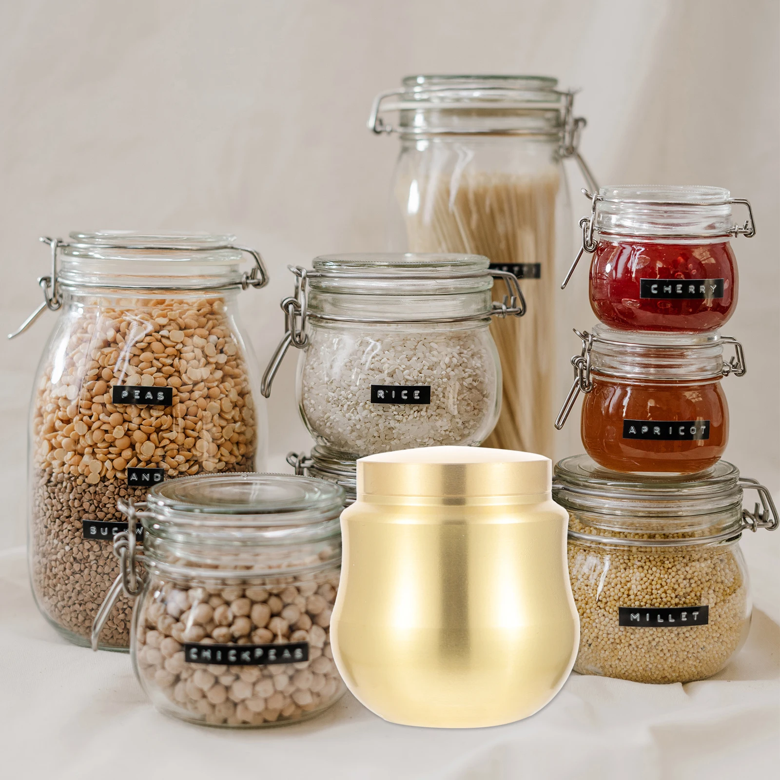 

Premium Brass Powder Jar with Lid Small Snacks Storage Container Airtight Organizer for Cream Leaf Candy Powder Canister Sealed