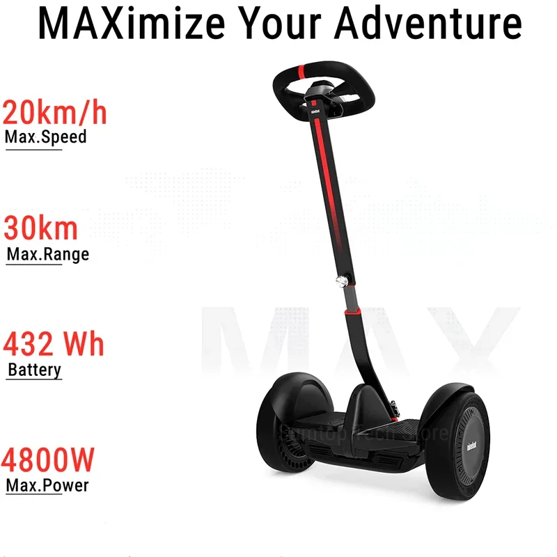 EU Stock Ninebot By Segway S-Max Portable Smart Self-Balancing Electric Scooter 20 km/h 38km Range Compatible with Gokart kit