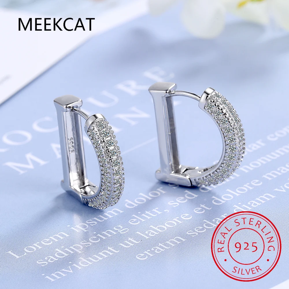 925 Sterling Silber Punk Geometrischer Buchstabe D Huggie Piercing Luxus Zirkon Ohrringe für Damen Mode Party Schmuck Aretes