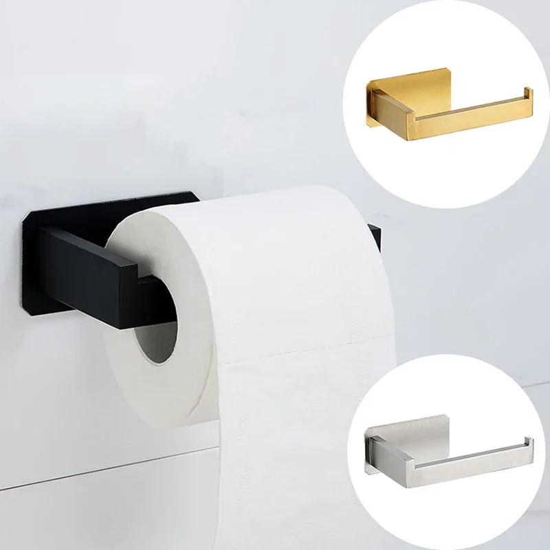 Luxury Self Adhesive Toilet Paper Holder Stainless Steel Wall Mount No Punching Tissue Towel Roll Dispenser for Bathroom Kitchen