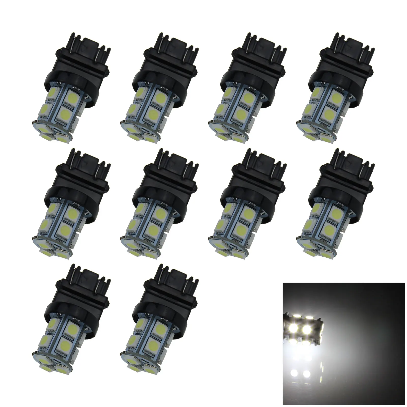 

10x White Car 3157 Brake Light Stop Blub 13 Emitters 5050 SMD LED 4157 W2.5q F002-W