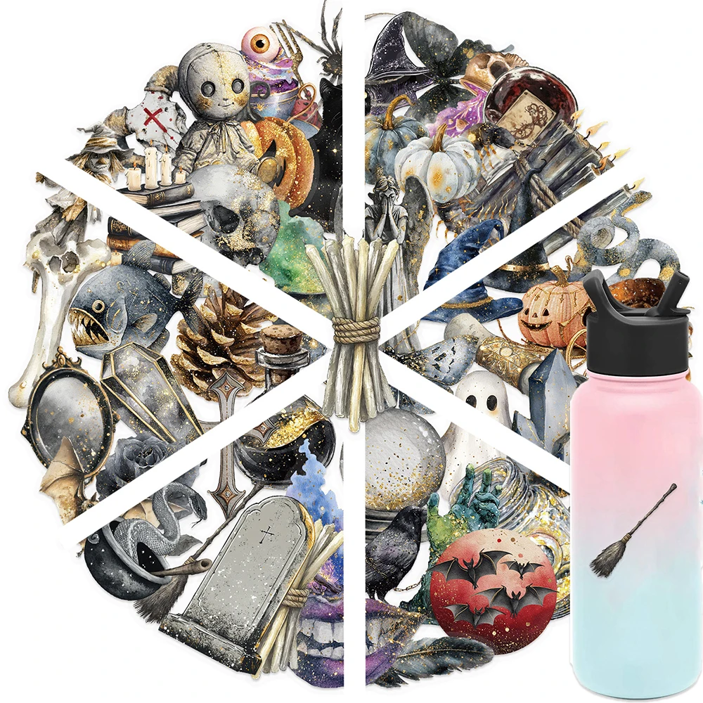 

10/30/50pcs Transparent Gothic Cartoon Skull Stickers Retro Decals DIY Notebook Skateboard Phone Guitar Cool Waterproof Sticker