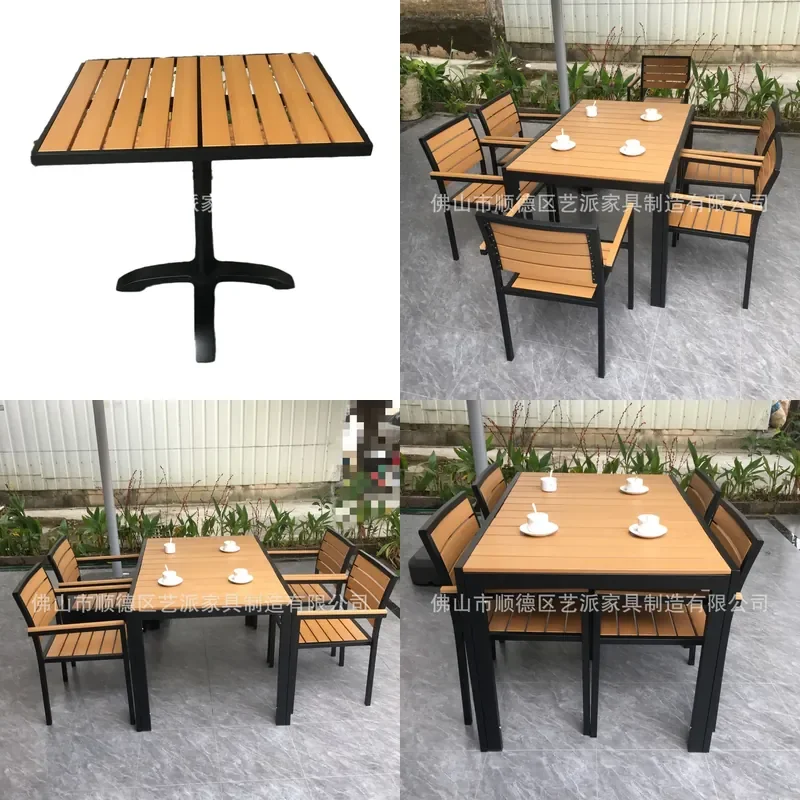 WPC Outdoor Dining Set Patio Garden Balcony Villa Cafe Furniture Weatherproof Table and Chairs for Casual Al Fresco Meals