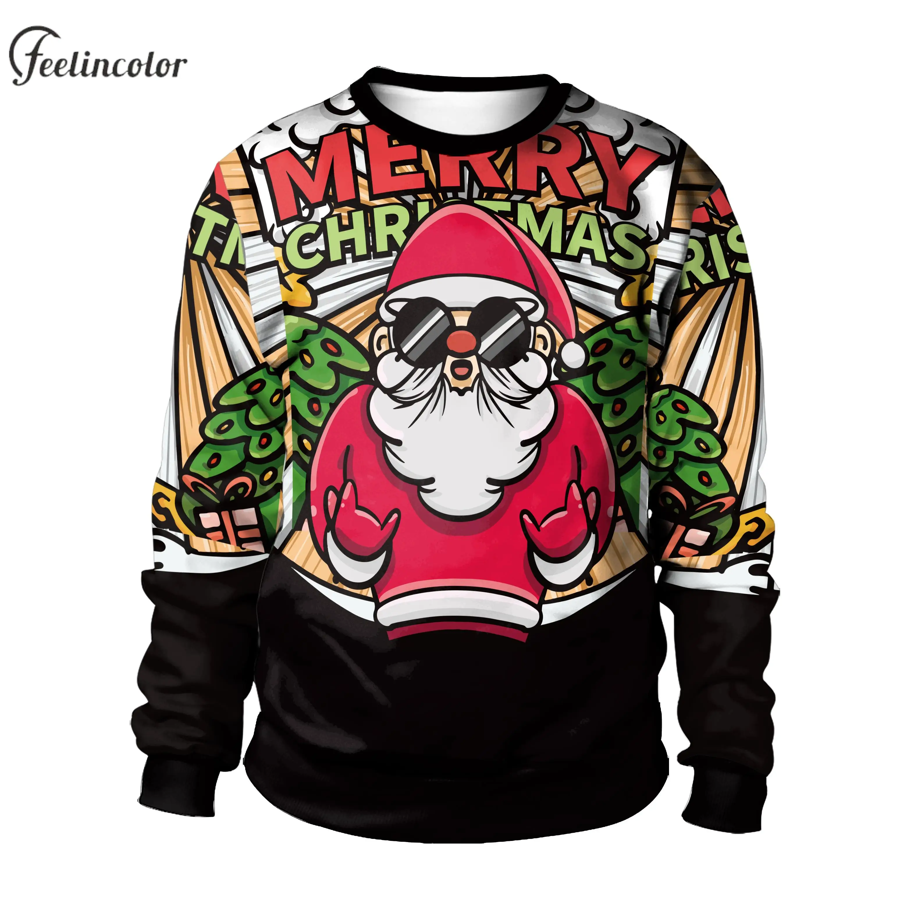 Christmas Sweatshirts Autumn Tracksuit for Men Pullovers O Neck Men's Winter Hoodie Santa Claus 3D Printing Male Clothing