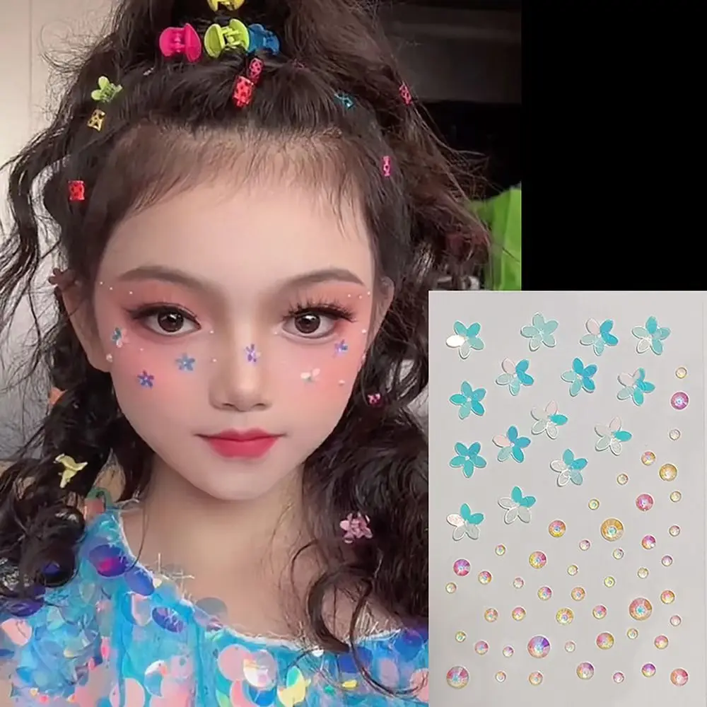 Picture 5: Face Decoration Face Jewelry Sticker Body Makeup Butterfly Flowers Stars Hearts Gemstone Sticker Adhesive Eye Shadow Sticker