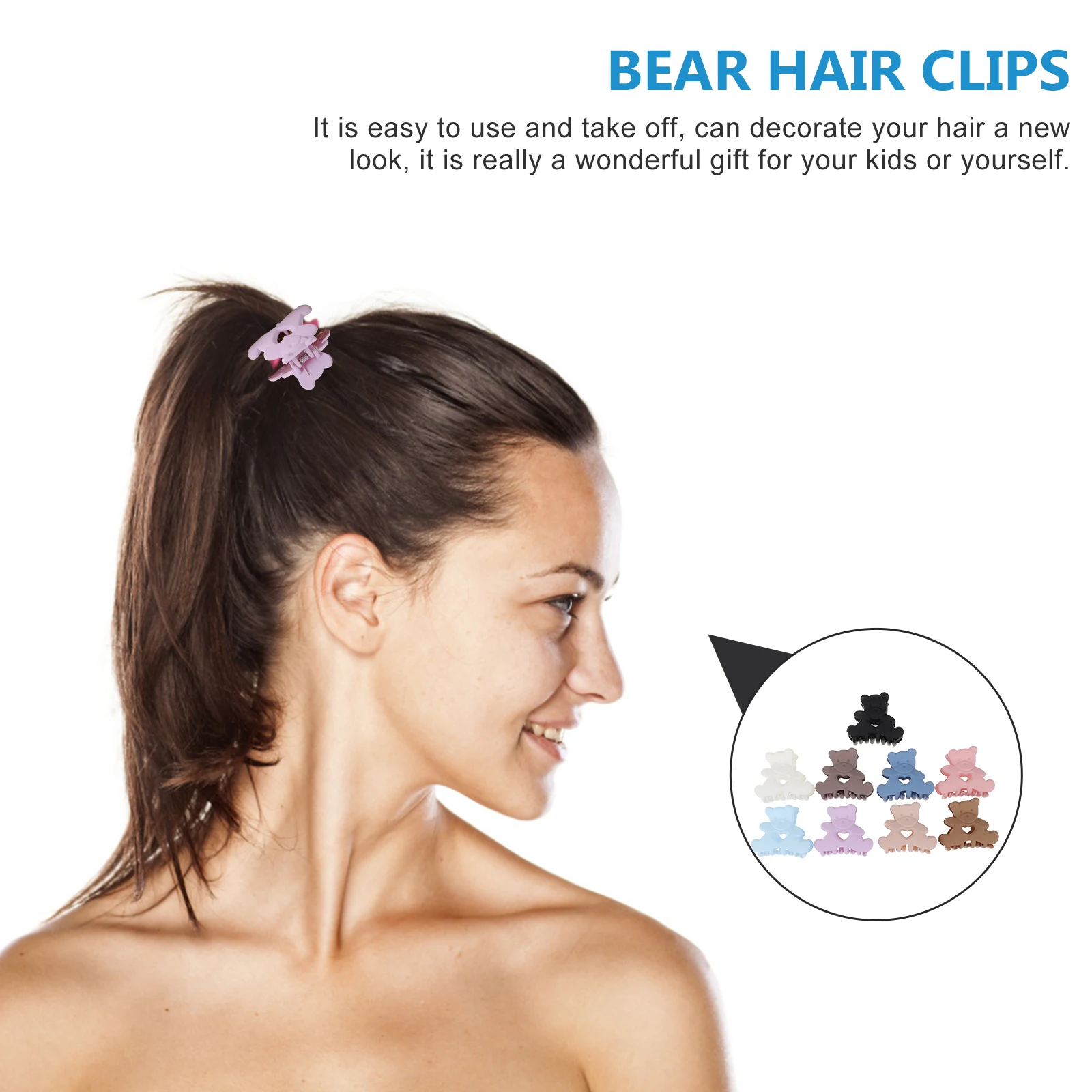 

9pcs Colorful Plastic Clips Cartoon Claw Clips Women Girls Easy Hold Accessories Elegant Hair Barrettes Party Daily Use Bear Jaw