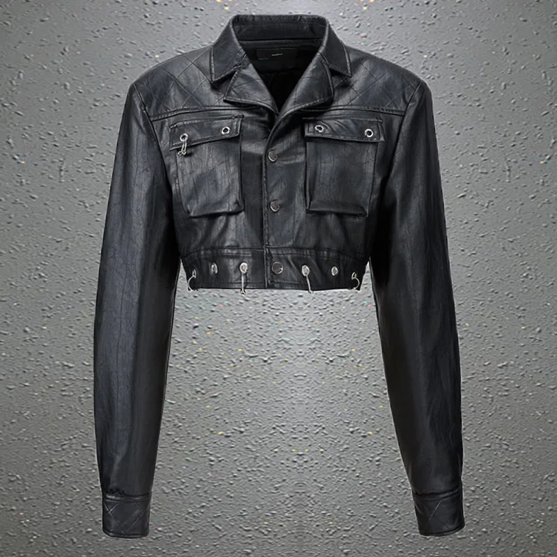 

Japanese Subcultural Sweet Cool PU Leather Short Jackets Slim Fit Black Coat Women Harajuku Gothic Long Sleeve Tops Mujer