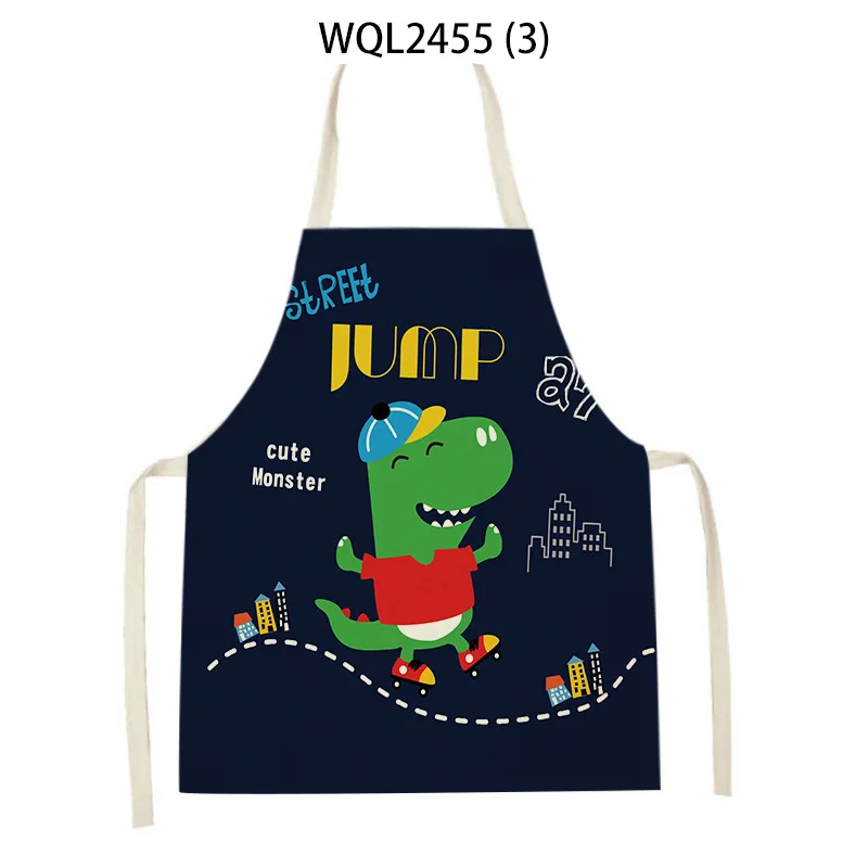 Cute Creative Crocodile Pattern Oilproof Hand-wiping Sleeveless Belt Shoulder Apron Household Cleaning Kitchen Catering Delantal