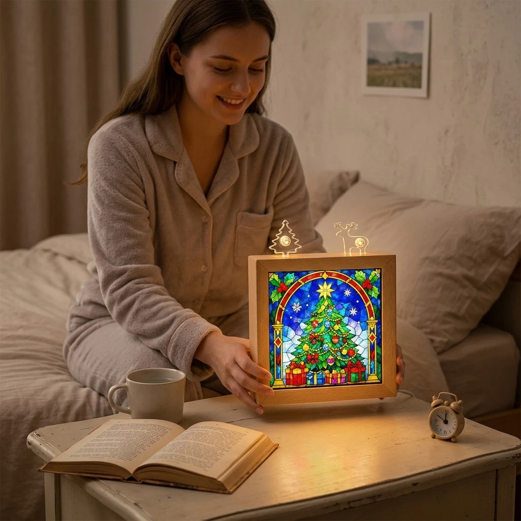 1PC 3D Puzzle Night Light Creative Acrylic LED Lamp Warm Glow for Christmas Bedroom Decor DIY Holiday Gift Tabletop Ornament