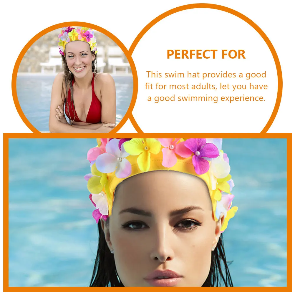 

2 шт. цветочные шапочки для плавания для женщин - защитные шапочки для длинных волос, кос и дредов - удобные, износостойкие, для бассейна