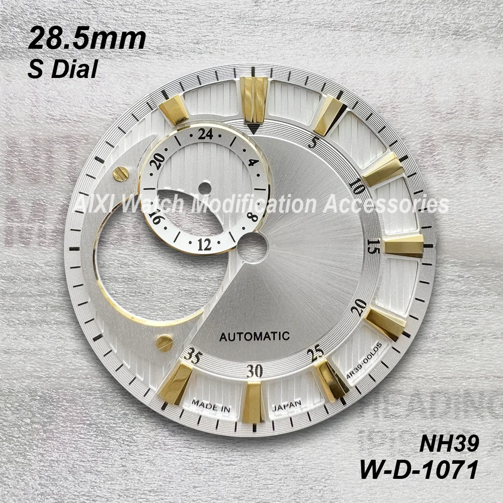 28.5mm S Logo Sunburst Dial Suitable For NH39 Movement Hollow Out High Quality Watch Modification Accessories