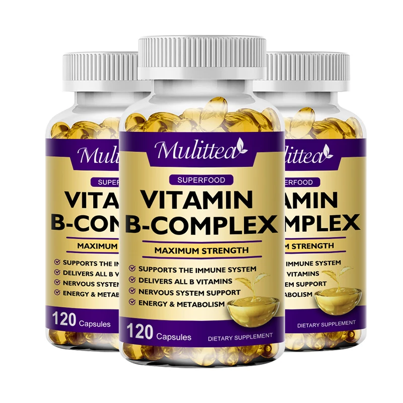 Mulittea 3X Complex Vitamin B  Supplements (B12 B2 B6)for Relieve Stress Improve Immunity System Energy Support