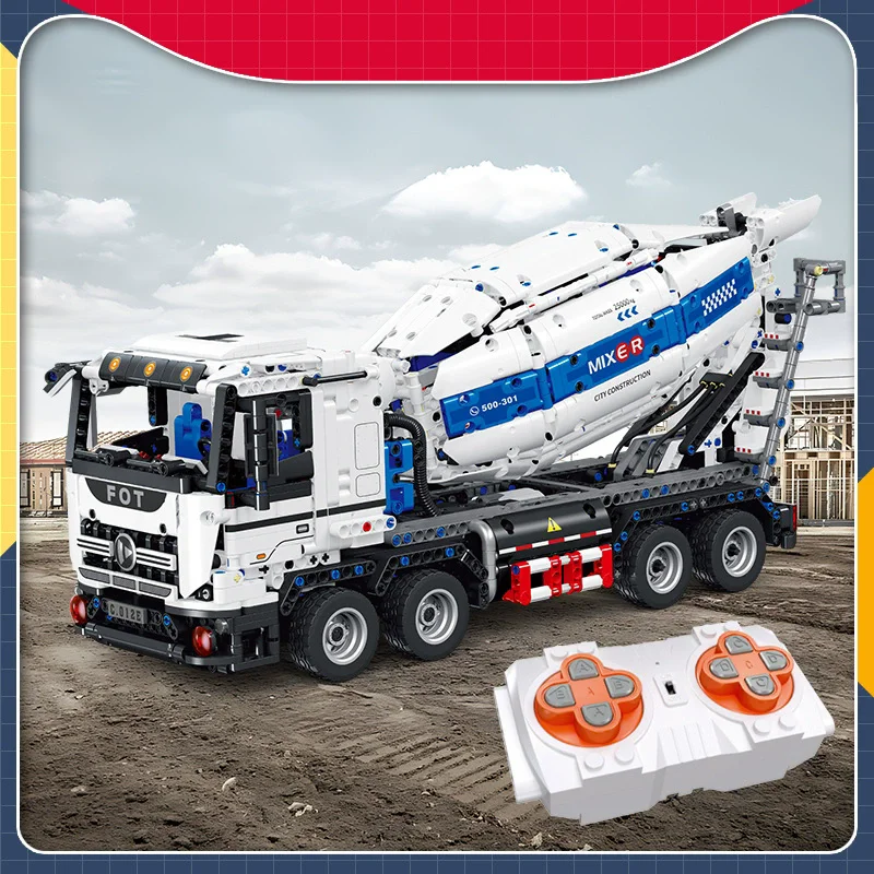 

Набор строительных блоков для сборки бетоносмесителя, модель инженерной машины, цементовоз, технические игрушки для сборки, управление с помощью пульта и приложения, подарок на день рождения