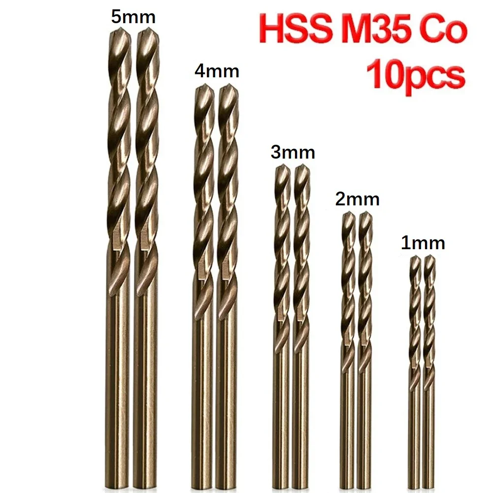 Workshop Equipment Drill Bit 10 */set 10 Pcs/set 1mm 2mm 3mm 4mm 5mm For Stainless Steel Drilling High Quality