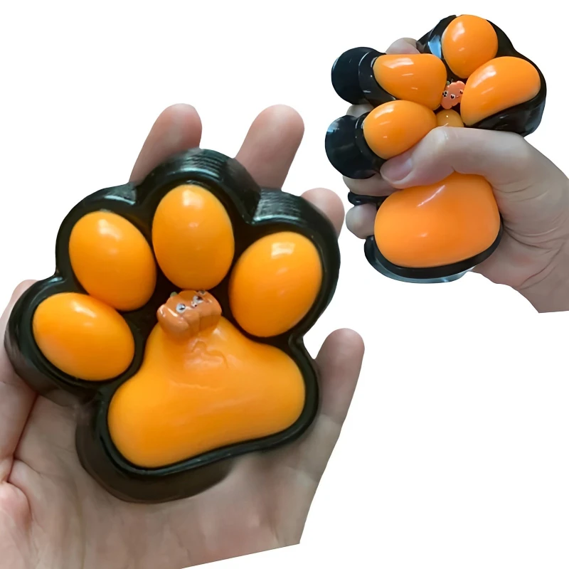 Cute Squishy Cat Paw Stress Relief Toy Soft Jelly Feel Squeeze Toy Gadget for Kids & Adults X-mas Anti-Anxiety Gifts Squeeze Toy
