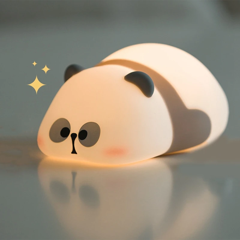 Panda Night Light Panda Animal Lamp 3 Level Dimmable Silicone Touch Night Light For Room Decor