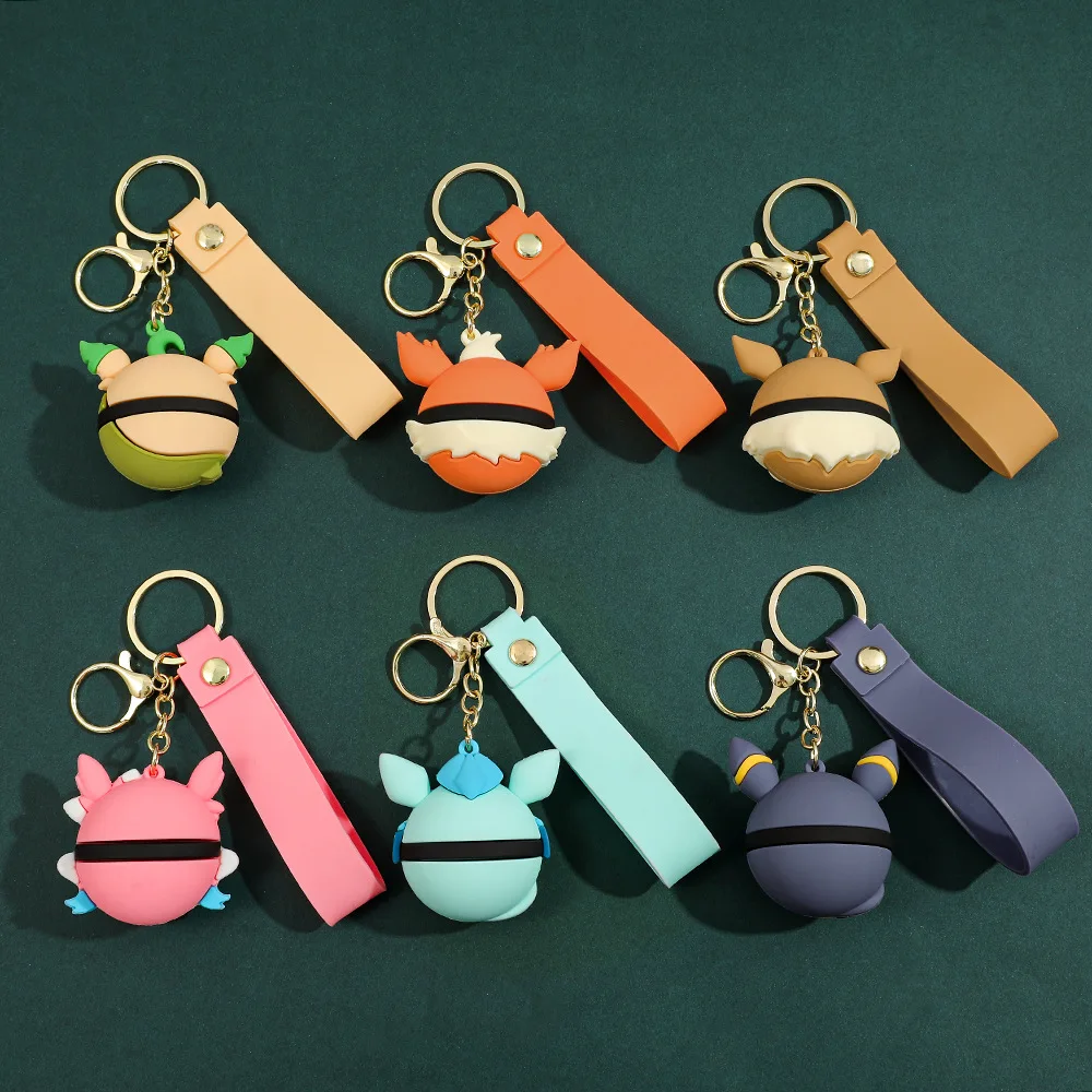 Neuer Cartoon-Schlüsselanhänger, Eevee-Evolution-Anhänger, Schlüsselring im Anime-Stil für Autoschlüssel, Taschenanhänger, Sammlerstück, Geschenk. – Detail 6