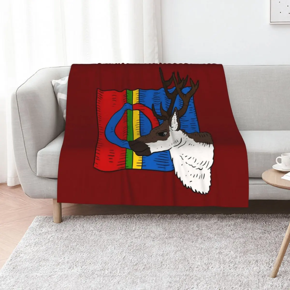 sami flag and reindeer. S??mi people. Throw Blanket Blankets For Baby wednesday Travel Blankets For Bed Soft Blankets