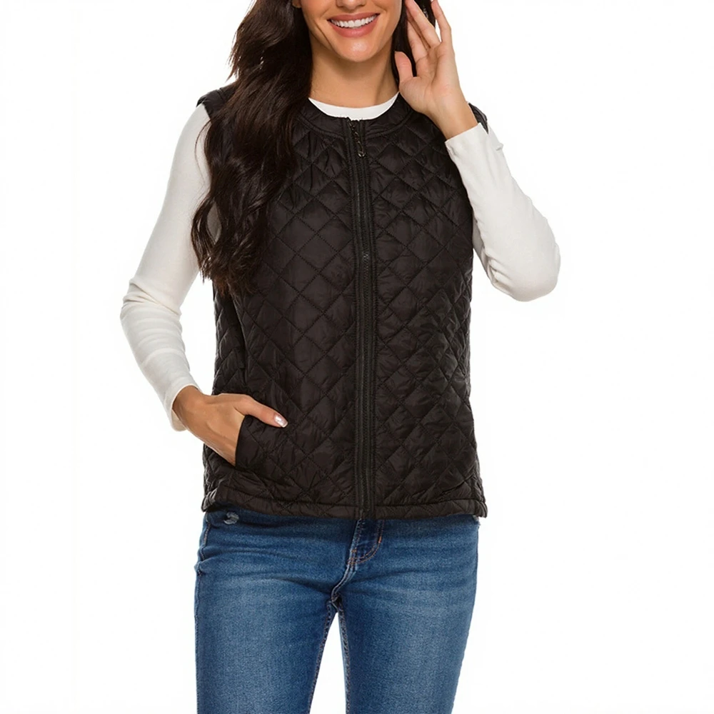 

Женский повседневный жилет с круглым вырезом, модный топ, удобный крой для различных случаев, без украшений