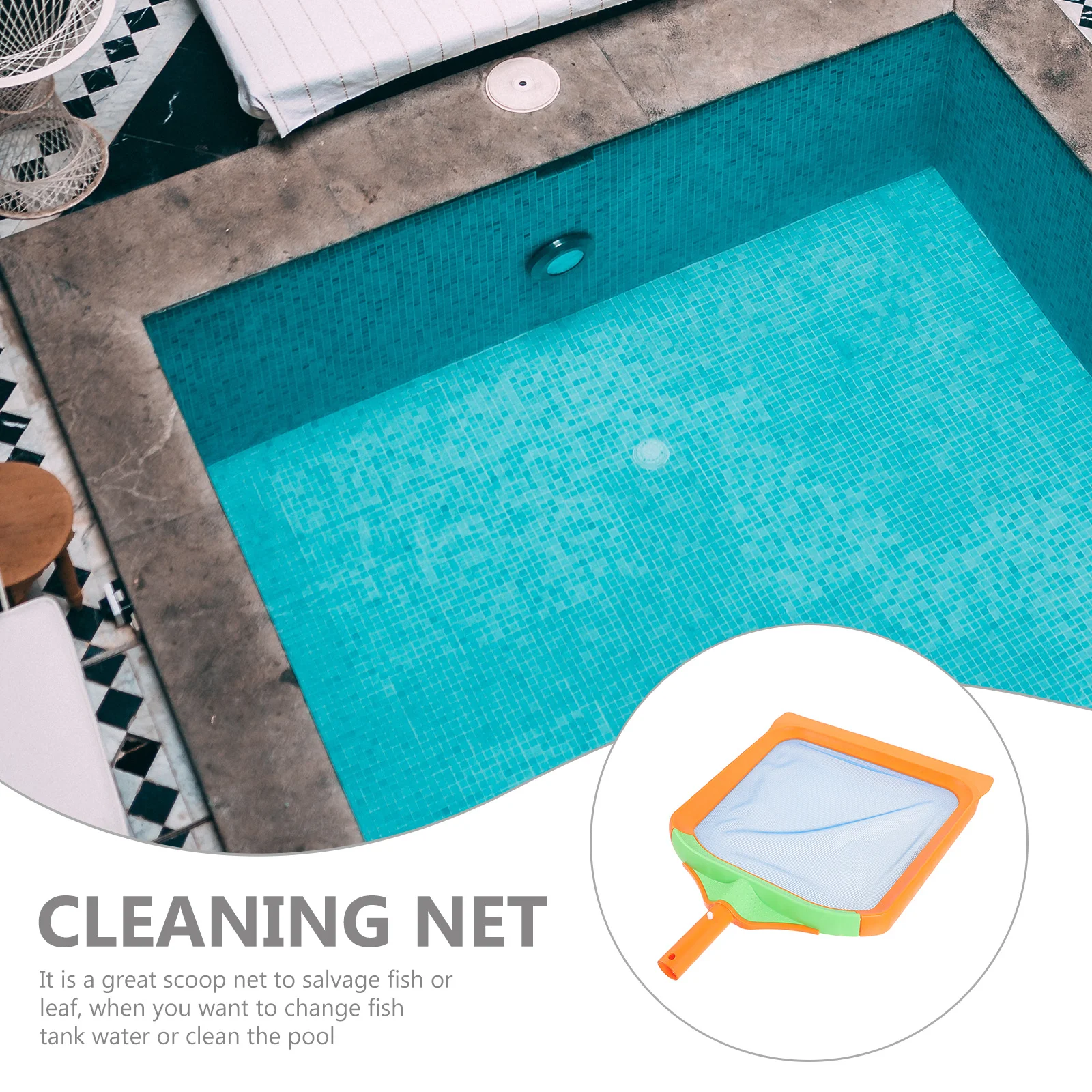 Rede de limpeza de malha fina, skimmer para piscina, lago, tanque de peixes, remoção de folhas, ferramenta de manutenção de piscina, equipamento de cuidados com jardim