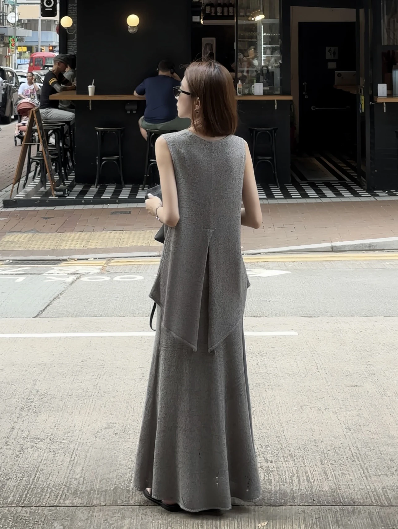 

Summer New ey Knitted Vest Zhou Xiaozhong Design Sense Slit Svel Tailored Women's Faion Blend Regular Fit