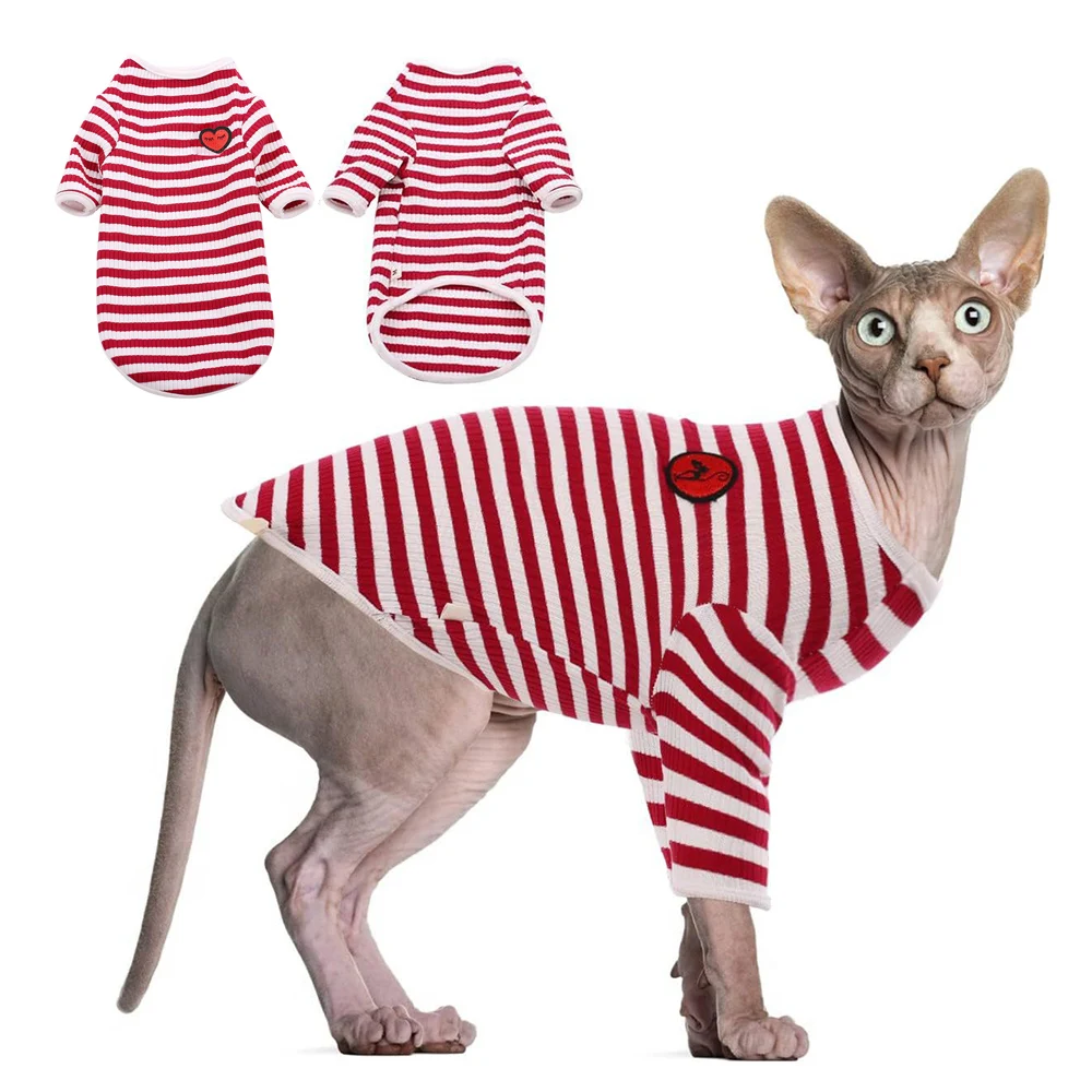 

Cute Kitten T-Shirt, Sphynx Cat Clothes with Long Sleeves, Breathable Cat Daily Wear Clothes, Adorable Pajamas Skin-Friendly