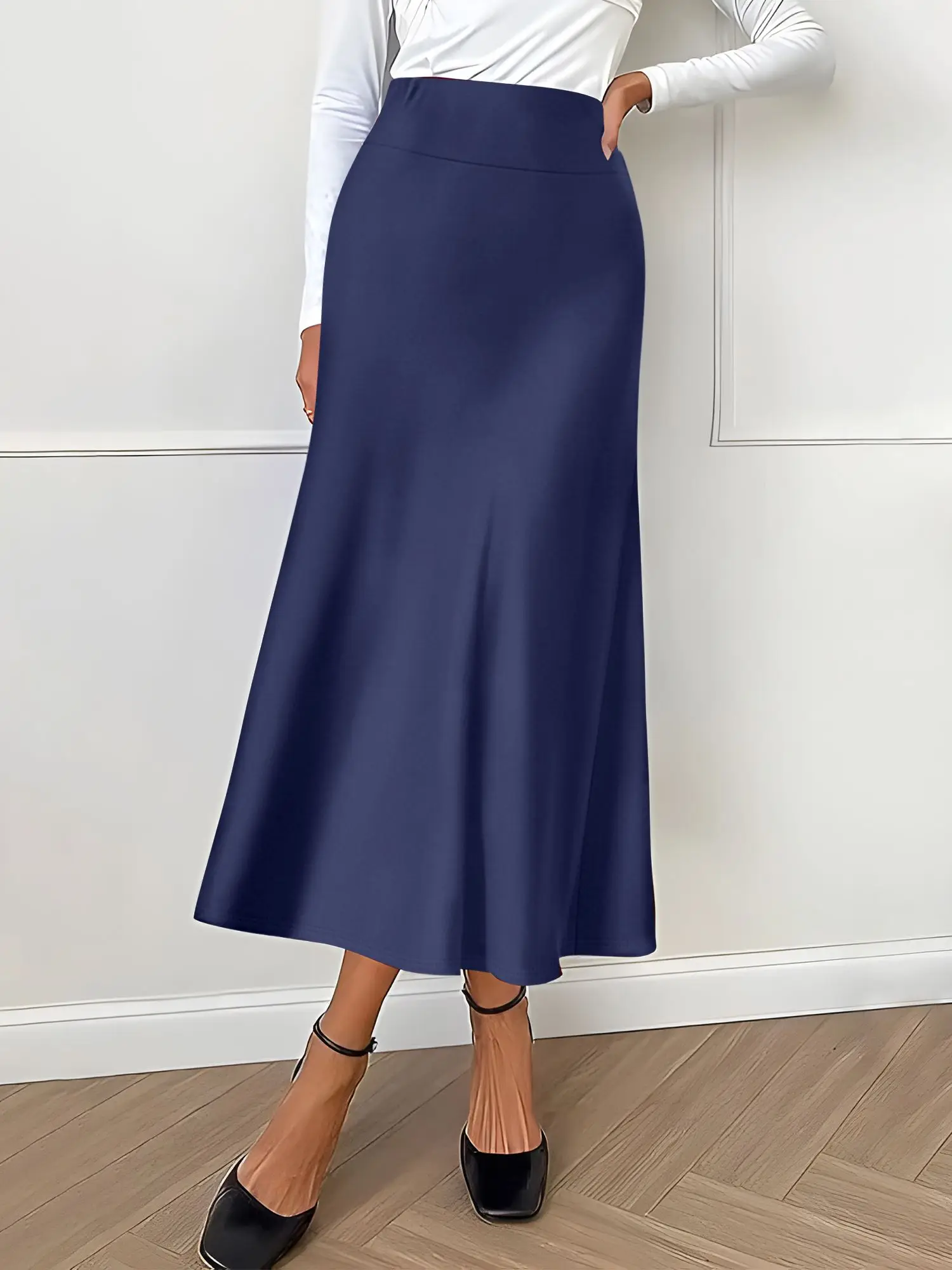

Fashion Midi Skirt for Women High Waisted A line Soft Texture Ideal for Fashion Bloggers Street Style Weekend Looks