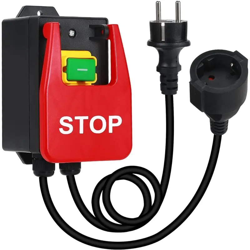 【LAST CHANCE】Emergency Stop Switch With Socket 230 V, Safety Switch Zero Voltage Electromagnetic Pressure Switch Eu Plug