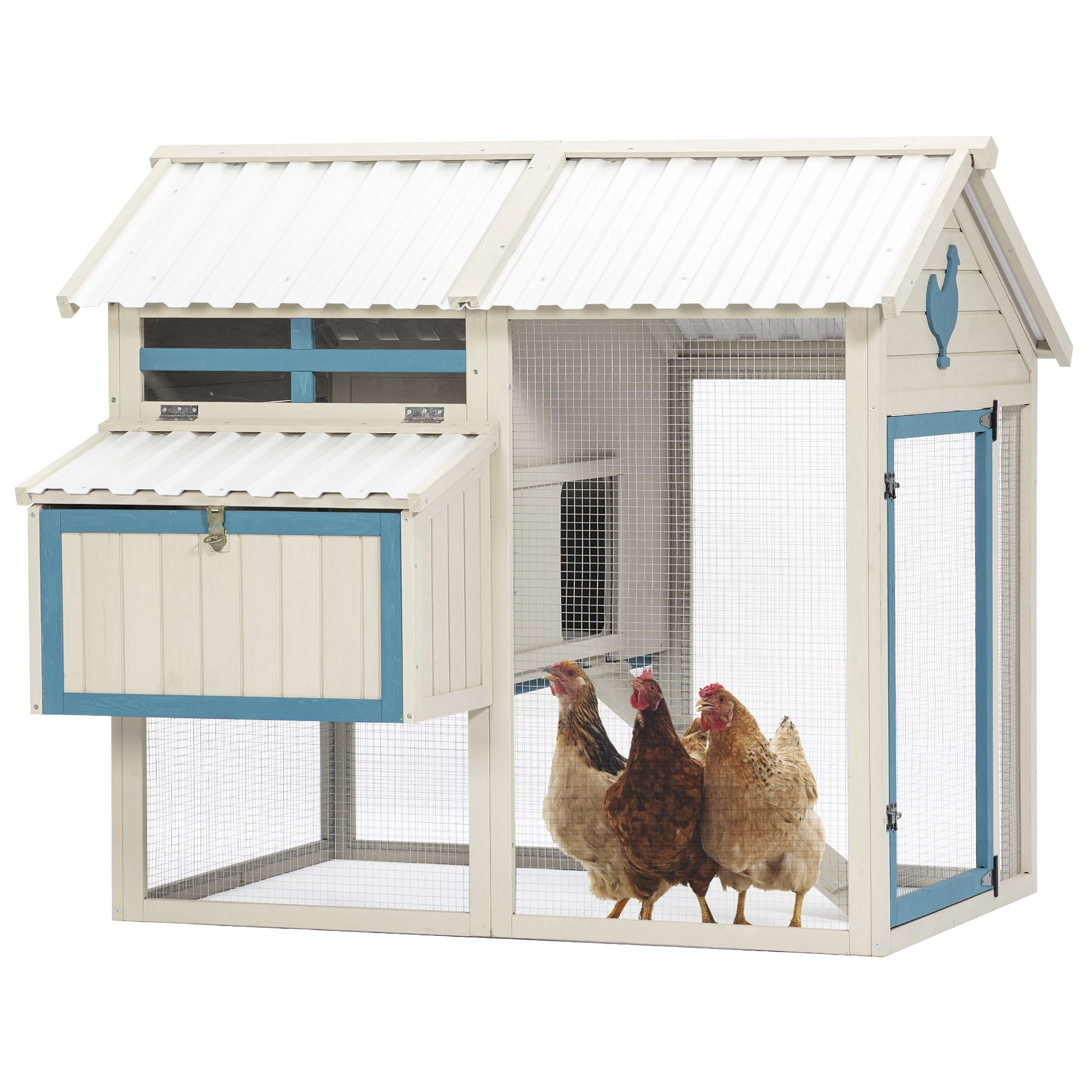 

Weatherproof outdoor chicken coop with waterproof PVC roof. Outdoor chicken coop with removable bottom for easy cleaning.Large s