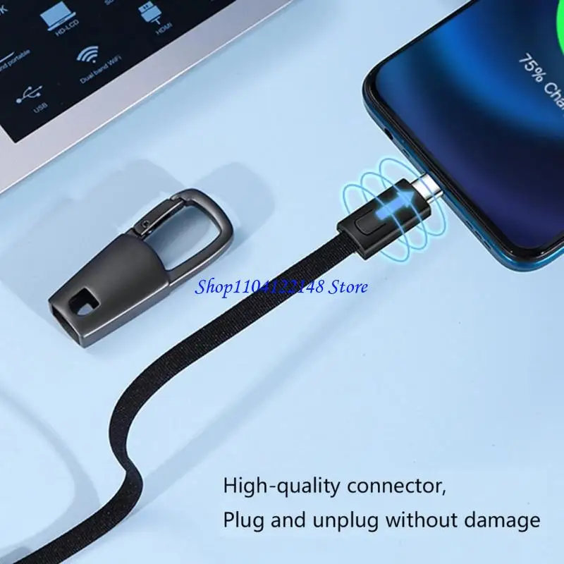 P9FA Keychain Type C Charging Cable 60W Fast Speed Data Transfer Braided Material
