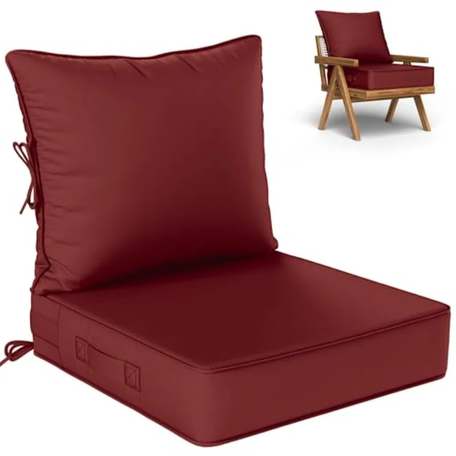 

Комплект уличных подушек для сидений (Ш × В × 5 дюймов), водонепроницаемые и устойчивые к выцветанию подушки для садовой мебели со съемным чехлом и ручкой для переноски