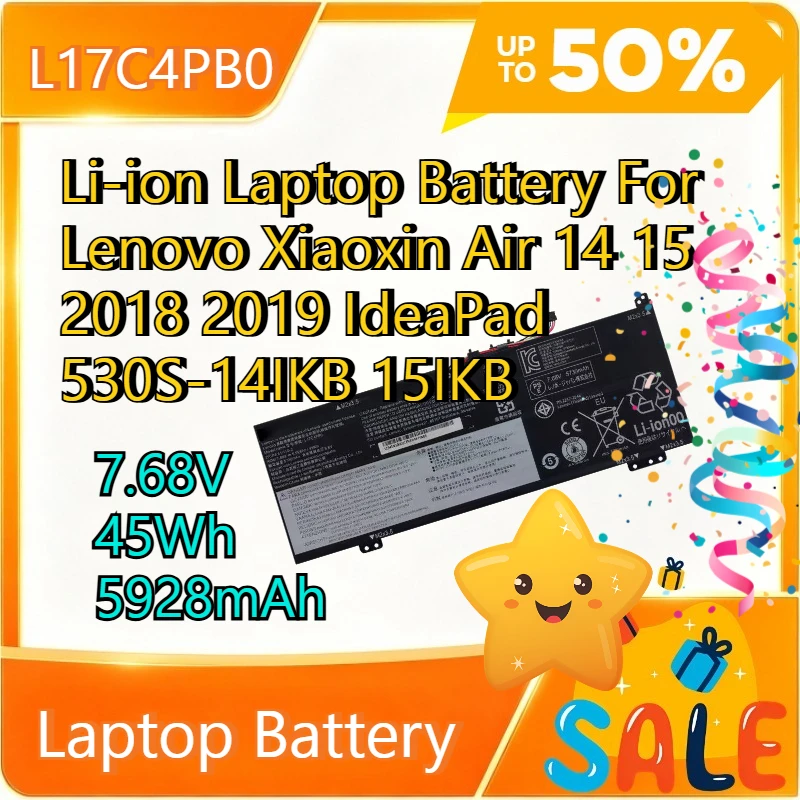 L17C4PB0 7.68V 45Wh 5928mAh Li-ion Laptop Battery For Lenovo Xiaoxin Air 14 15 2018 2019 IdeaPad 530S-14IKB 15IKB