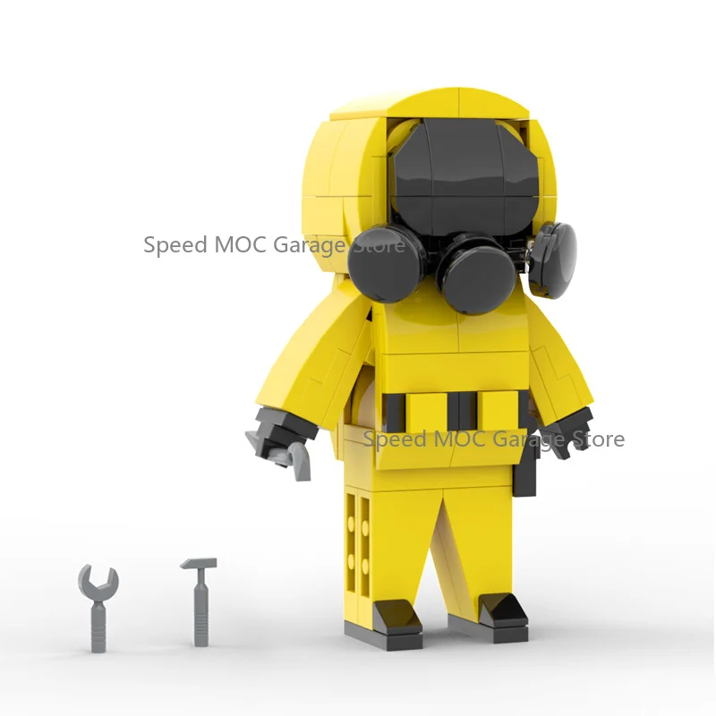 Hazmat Suit Explorer MOC Building Blocks Set - Yellow Biohazard Character Figure with Tool Accessories