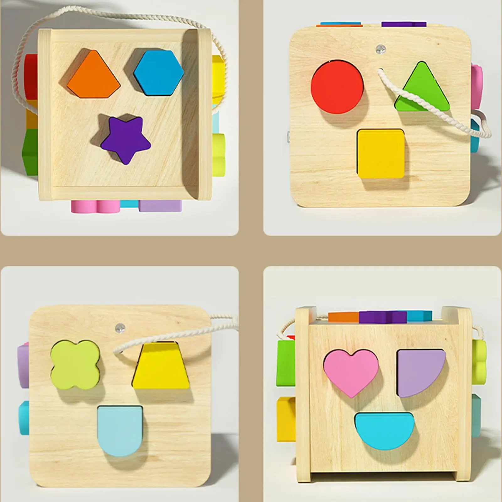 Shape Matching Toy Geometric Shape Toy Early Learning Montessori Colorful Cube Blocks Sorter for Children Party Favors Gifts