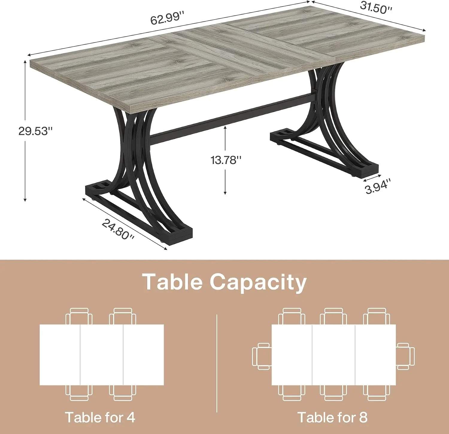 5FT Small Conference Table for 4 to 6, Modern Meeting Table