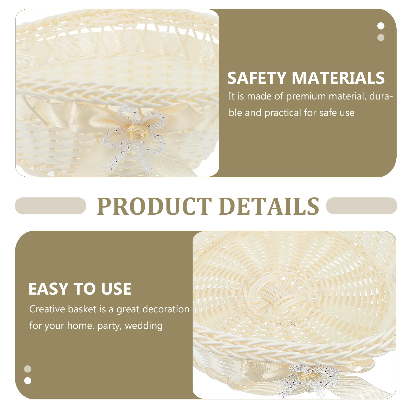 المنسوجة زهرة يده ترتيب الأزهار الحاويات لحفل زفاف ديكور تخزين المحمولة سلة النزهة ريفي صغير #5