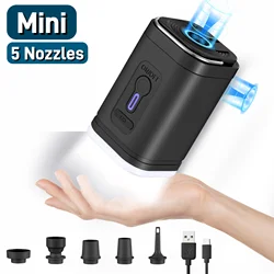 Mini bomba de ar portátil com bateria de 1300mAh recarregável USB para inflar e desinflar para flutuadores de piscina, cama de ar, sacos de armazenamento a vácuo