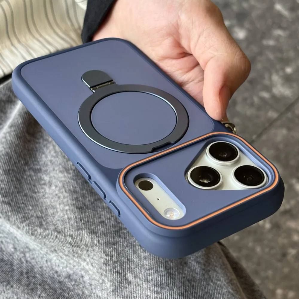Shockproof Bumper Matte Kickstand Holder Case for iPhone 17 Air 16 14 15 Plus 13 12 11 Pro Max For M