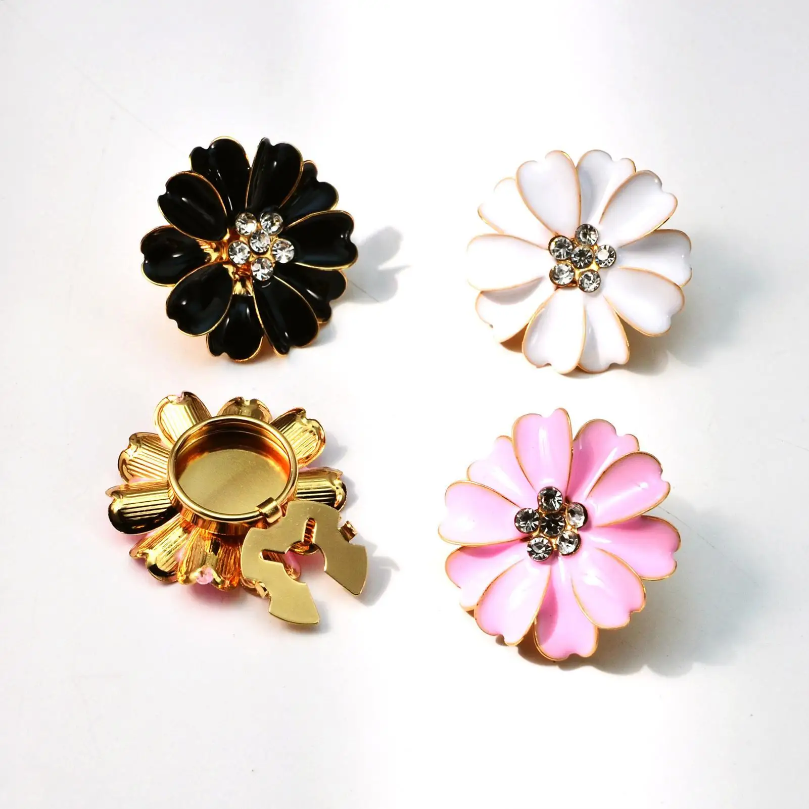 Strass-Blumen-Knopfabdeckungen, Dekoration für Jeans, Kleid, Hemd, Kleidung, DIY-Verzierung, Damenmode, Bastelzubehör