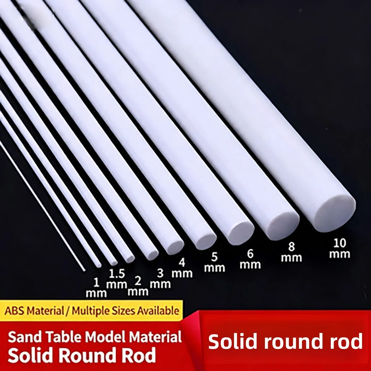 DIY Sand Table Model Material, Plastic Solid Stick for Model Modification, Multiple Sizes Available Solid ABS Round Rod,