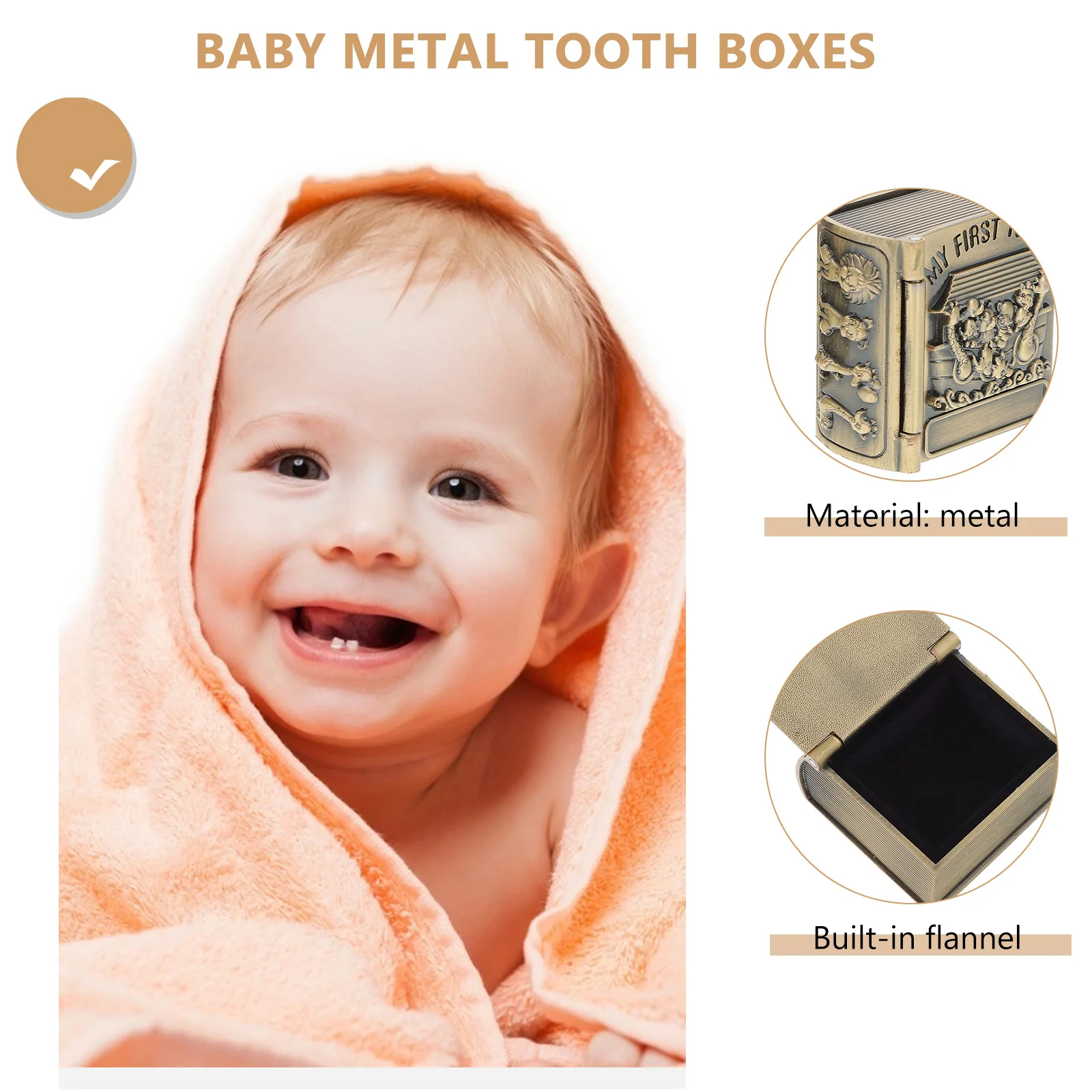

2 pcs Baby Teeth Storage Keepsake Container Milk Teeth Boxes for Child First Tooth Saver Holder Vintage Metal Practical